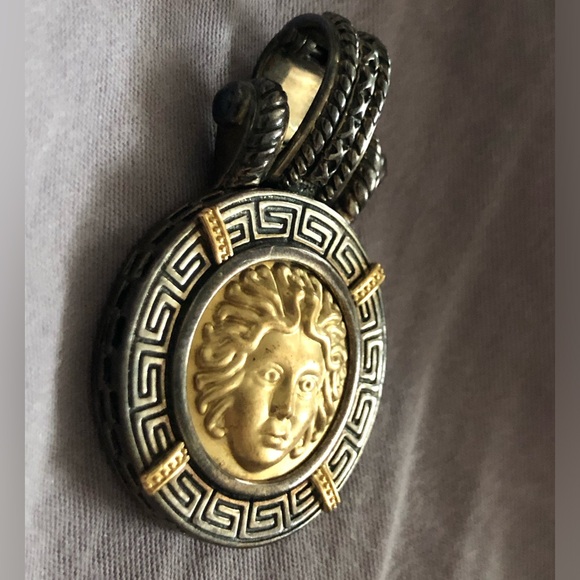 14k gold and sterling silver Medusa enhancer pendant - Picture 2 of 7